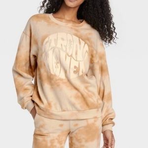 ISAAC Morris brown & tan tie dye womens sweatshirt "strong women" large nwt